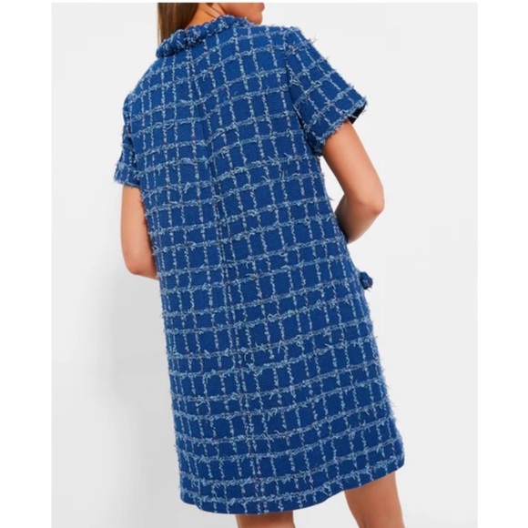 Tuckernuck Sapphire Tweed Jackie Dress Blue Windowpane Tweed Size Large - Picture 3 of 15
